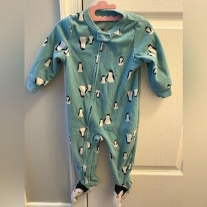Penguin Print Baby Toddler Fleece Sleeper Onsie